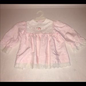 Vtg Baby Girl’s 1980s Solid Swiss Dot Baby Pink Haddad Brothers Dress Sz 2